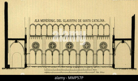 . Deutsch: Dibuix Orlando-vertreter la Vista seitliche del Claustre del Kloster del Santa Caterina de Barcelona (desapareguda) Englisch: Zeichnung mit der Darstellung der Seitenansicht der Kreuzgang des Klosters von Santa Caterina in Barcelona (fehlende) Español: Dibujo representando La Vista seitliche del Claustro del Convento del Santa Caterina de Barcelona (desaparecida). 9. März 2013. Gaietà barraquer ich Roviralta (1839-1922) Ala meridionale del Claustre de Santa Caterina Stockfoto