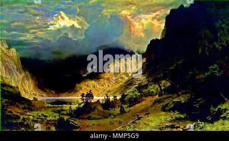 Englisch: Sturm in den Rocky Mountains, Mount Rosalie. 1866. Bierstadt-Storm-in-der-rocky-Berge-1886 Stockfoto