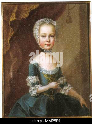 . Englisch: Erste Tochter der Heiligen Römischen Kaiser Joseph II. von Österreich und seine erste Frau Maria Isabella de Parma Portrait von Erzherzogin Maria Theresia von Österreich (1762-1770). Vor 1770. Maria Theresia Tochter Isabella de Parma Stockfoto