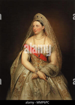 . Englisch: Portrait von Alexandra Petrovna Oldenburg (1838-1900), Großherzogin Alexandra Petrovna von Russland (1838-1900), geborene Prinzessin von Oldenburg. Magyar: orosz nagyhercegné Alekszandra Petrowna (1838-1900), született oldenburgi díszruhában hercegnő orosz. . 19. Aleksandra Petrovna von Rzssu Stockfoto