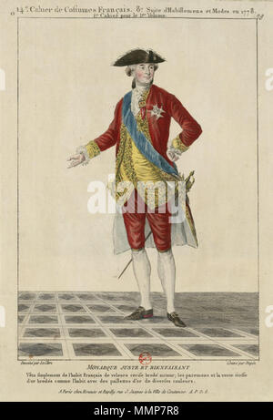 . Englisch: Porträt von Ludwig XVI. von Frankreich. 18. Louis XVI, Gewohnheit et Culotte de Velours cerise Stockfoto
