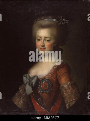 Portrait von Großherzogin Maria Fyodorovna, Ehefrau von Großherzog Paul Petrowitsch (später Kaiser). 1780. Maria Feodorovna portrait (AME) Stockfoto