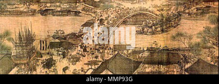 . Englisch: Aus entlang des Flusses Detail während der QINGMING Festival von Zhang Zeduan, original Gemälde im Palace Museum, Peking. . 26 Juli 2009, 17:01 (UTC). Zhang Zeduan Alongtheriver BridgeDetail Stockfoto