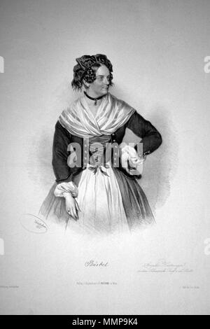 . English: Amalie Haizinger (1800-1884), deutsche Plant. Lithographie von Josef Kriehuber, 1855. . 1855. Josef Kriehuber (1800-1876) Amalie Haizinger Rollenbild Litho Stockfoto