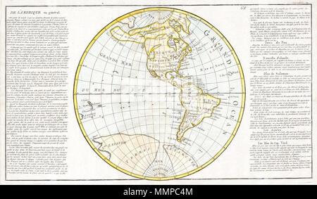 . Englisch: Dies ist ein wunderschön farbigen Karte 1785 von Nord- und Südamerika. Die kartographie der Nordamerika Westküste ist mutmaßlich am besten, mit Inseln, Seen, und hoffnungsvoll Nordwesten Passagen in Hülle und Fülle. Der antarktischen Regionen werden in einer faszinierenden Konfiguration von zwei landmassen dargestellt. Eine große westliche Kontinent namens "New Zealand" und einen östlichen Kontinent namens "Antarctiq", vom Meer getrennt. Neugierig dieses mutmaßlichen Fehler der Clouet in gewisser Weise genauer schildert die wahre Sub-Eis der Antarktis als modernen Karten. Umfasst geographische Detaillierte, Stockfoto