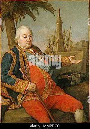 . Englisch: Französische Admiral Pierre André de Suffren de Saint Tropez, auch bekannt als Bailli de Suffren. Portrait von Pierre André de Suffren de Saint Tropez (1729 - vom 8. Dezember 1788). ca. 1785. BailliDeSuffrenByBatoni Stockfoto