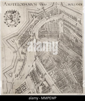 . Hollandiae Amstelodamum urbs primaria Emporium totius Europae celeberrimum. Teil 1 einer 4-teiligen Karte von Amsterdam. Amsterdam-Pieter Bast-1 Stockfoto