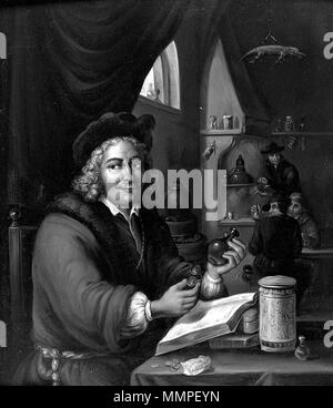 . Ein Alchemist in seinem Labor. Öl Malerei zu einem bayerischen Maler, 18./19. Jahrhunderts, nachdem David Teniers der Jüngere zugeschrieben. Ikonographische Sammlungen Suchbegriffe: Apotheke; Apotheke; David Teniers, David Teniers II ein Alchemist in seinem Labor. Ein Alchemist in seinem Labor. Öl Malerei zurückzuführen auf ein Wellcome L 0023260 Stockfoto