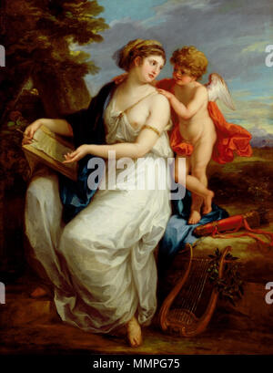 Englisch: Erato, die Muse der Lyrik mit einem Putto. 18. Angelica Kauffmann - Erato, die Muse der Lyrik mit einem Putto Stockfoto