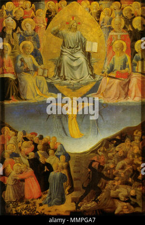 . Giudizio universale. zwischen 1450 und 1455. Fra Angelico (um 1395-1455) Alternative Namen Beato Angelico, (Fra) Beato, (Fra) Giovanni, (Fra Giovanni da Fiesole), (Fra Giovanni da Fiesole) Angelico, Fra Angelico da Fiesole (Fra Giovanni da Fiesole) Angelico, Guido di Pietro Trosini, Guido di Pietro da Mugello, Guidolino di Pietro da Mugello Beschreibung italienischer Maler und Freskant, miniaturisten und Mönch Datum der Geburt / Tod ca. 1395 vom 18. Februar 1455 Ort der Geburt / Todes Vicchio Rom arbeiten Zeitraum zwischen 1402 und 1455 Arbeiten Ort Fiesole (1407), Foligno (1409-1414), C Stockfoto