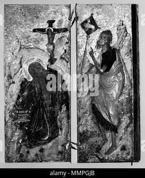 37.626 Anonym (Byzantinischen). "Jungfrau und Kind mit SS. Jerome Angelos Bitzamanos - Jungfrau mit Kind und den Heiligen Hieronymus und Johannes der Täufer - Walters 37626 Stockfoto