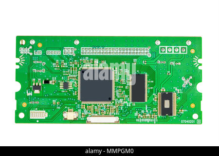 Die elektronische Leiterplatten von DVD-Brenner isoliert auf einem weißen Hintergrund. Stockfoto