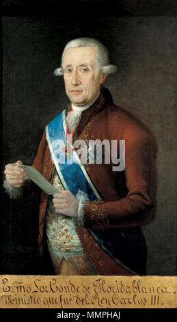 . Español: Retrato de José Moñino y Redondo (1728-1808), politisch Español y Primer Conde de Floridablanca. Porträt von José Moñino, 1 Graf von Floridablanca (1728-1808). 18. Folch de Cardona - Graf von Floridablanca Stockfoto