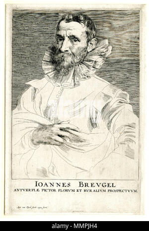 Englisch: Porträt von Jan Brueghel der Ältere, von der Ikonographie von Anthony van Dyck. zwischen 1630 und 1641. Anthony van Dyck - Porträt von Jan Brueghel der Ältere Stockfoto