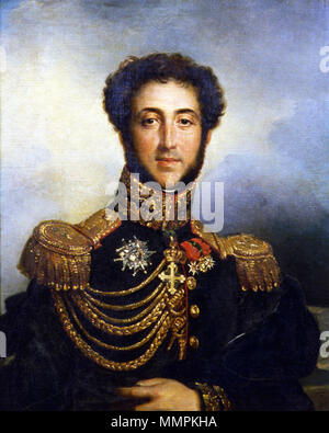 . Englisch: Antoine IX (1789-1855) sechster Herzog von Gramont Prinz von Bidache Grand Offizier der Légion d'Honneur Ritter von Saint Louis Grand Cross des königlichen Auftrag von Saint Maurice und Saint Lazare Generalleutnant des Königs Sohn Antoine VIII heiratete Ida d'Orsay 1818 Français: Antoine IX (1789-1855) IXème Duc De Gramont Prince de Bidache Grand Officier de la Légion d'Honneur Chevalier de Saint Louis Grande Croix de l'Ordre Royal de Saint Maurice et Saint Lazare Lieutenant Général des Armées du Roi et Fils d'Antoine VIII Epouse Ida d'Orsay en 1818. Zwischen 1810 und 1855. Antoin Stockfoto