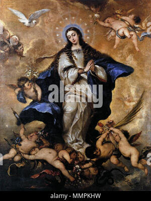 . Español: El lienzo Vertreter la Inmaculada Concepción de la Virgen María Madre de Jesucristo. Inmaculada Concepción. ca. 1665. Antolinez - Inmaculada - Bilbao Stockfoto