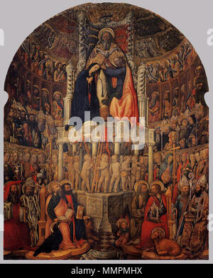 Antonio Vivarini Coronación de la Virgen 1444 San Pantaleone, Venecia Stockfoto