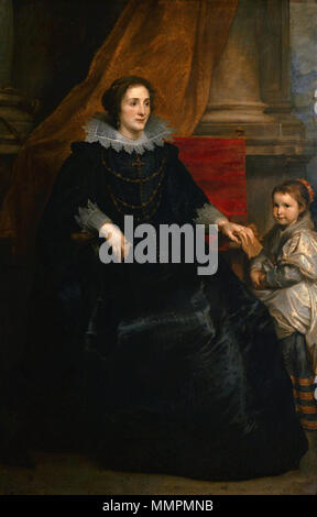 Bildnis einer Dame mit Ihrem dauhter. ca. 1632. Antoon van Dyck, Portet van een voorname Dame met Haar dochter Stockfoto