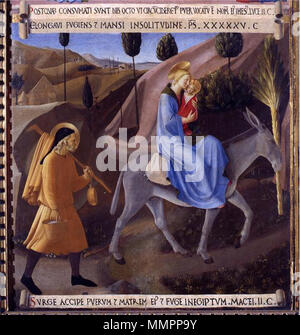. Die Flucht nach Ägypten. ca. 1450. Armadio degli Argenti (Fra Angelico) degli Armadio argenti, fuga in egitto Stockfoto