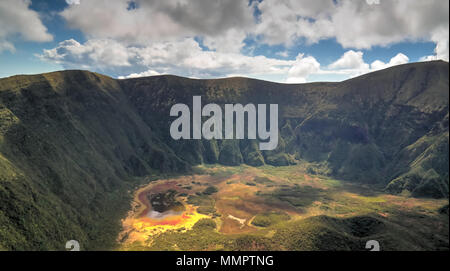 Luftaufnahme der Caldeira Faial auf die Insel Faial, Azoren, Portugal Stockfoto