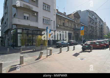 Belgrad, Serbien - Mai 02, 2018: Gospodar Jevremova Street am Morgen Stockfoto