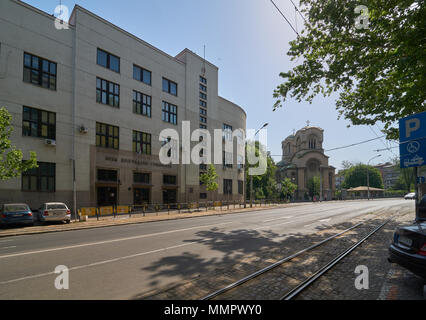 Belgrad, Serbien - Mai 02, 2018: erste Belgrader Gymnasium, High School und in der Kirche des Hl. Alexander Newskij zu Cara Dusana Straße Stockfoto
