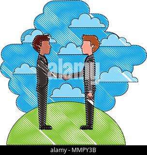 Paar Geschäftsleute in Landschaft Vector Illustration Design Stock Vektor