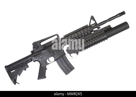 Eine M4A1 Carbine mit einem M203 Granatwerfer ausgestattet Stockfoto