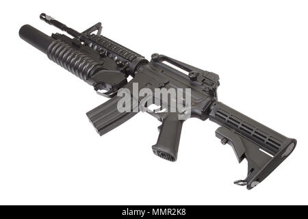 Eine M4A1 Carbine mit einem M203 Granatwerfer ausgestattet Stockfoto