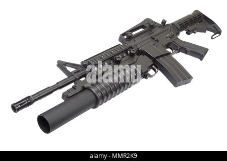 Eine M4A1 Carbine mit einem M203 Granatwerfer ausgestattet Stockfoto