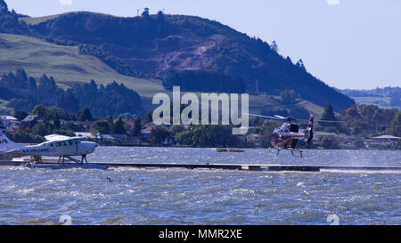 Hubschrauberlandeplatz am Lake Rotorua Stockfoto