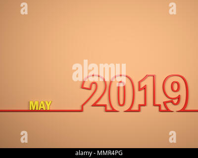 Neues Jahr 2019 - gerenderten 3D-Bild Stockfoto