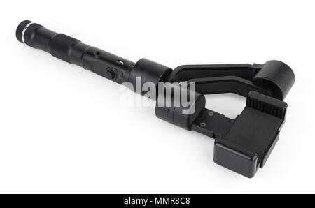 Black Metal smartphone Stabilisator auf weißem Hintergrund Stockfoto