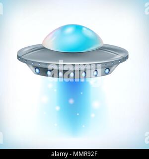 UFO isoliert auf weißem Hintergrund. Außerirdisches Raumschiff Abbildung. Stock Vektor