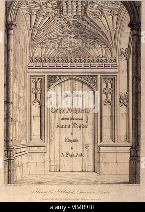 Exemplare der gotischen Architektur (Frontispiz). Zwischen 1821 und 1823. Charles Augustus Pugin - Proben der gotischen Architektur (Frontispiz) - WGA 18526 Stockfoto