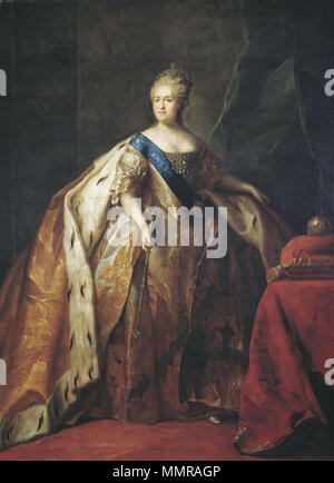 Englisch: Portrait von Katharina II. von Russland (1729-1796) ???????:??????? ??????????? ????????? Ii. 1796. Katharina II. von Petr Drozhdin (1796, Tretjakow-galerie) Stockfoto