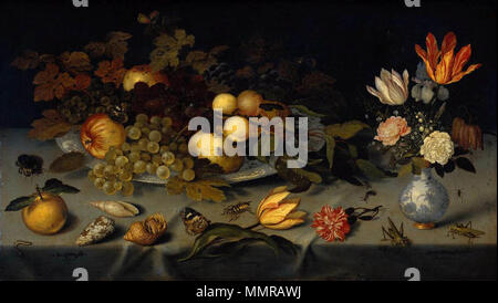 Stillleben mit Obst und Blumen. zwischen 1620 und 1621. Balthasar van der Ast - Blumen und Obst - WGA 1040 Stockfoto