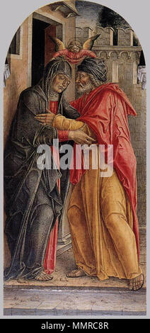 Englisch: die Begegnung von Anna und Joachim. 1473. Bartolomeo Vivarini, trittico di Santa Maria Formosa, 04. Stockfoto