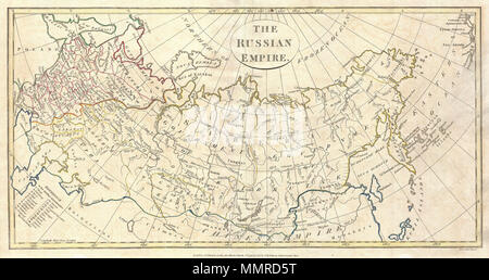 . Englisch: Eine feine 1799 Karte des Russischen Reiches durch den Englischen mapmaker Clement Cruttwell. Deckt die gesamte Region und Kenntnis von den vielen regionalen Regierungen, oder oblaste, wie sie damals genannt wurden. Dazu gehören die Regierungen von Erzengel, Wologda, Upha, Kaukasus, und Saratow im Westen. Die wichtigsten sind jedoch die Regierungen von Tobolsk und Irkutsk in Russland. Tobolsk ist die historische Hauptstadt Sibiriens, und ist nun Teil des aktuellen Tages Gebiet Tjumen. Nach administrativen Teilung des Territoriums, Tobolsk blieb der Sitz der Generalgouverneur von Westsibirien bis Stockfoto