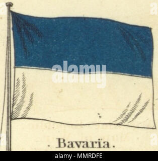 . Englisch: Bayern. Johnson's neues Diagramm der Hoheitszeichen, 1868.jpg Johnson neue Diagramm der Hoheitszeichen. Drucken mit den Flaggen der verschiedenen Länder, die von den Schiffen geflogen, und der 'Signale für Piloten." oben links in der Ecke ist die "Vereinigten Staaten" 37-star Flag, in der rechten oberen Ecke ist die 'Royal Standard des Vereinigten Königreichs Großbritannien und Irland" in der unteren linken Ecke befindet sich die "Russian Standard" und in der rechten unteren Ecke wird der "französischen Standard." Die Flaggen auf diesem Blatt leicht von den auf einem anderen Blatt unterschiedlich nummeriert 4 [links oben] und 5 [oben rechts]. . 1868. Alvin J Stockfoto