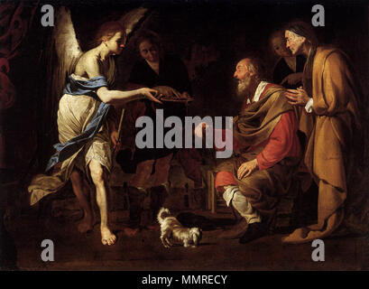 Aushärtung von Tobias/die Heilung von Tobit von Tobias. erste Hälfte des 17. Jahrhunderts. Antonio De Bellis (attribuito) - Guarigione di Tobia - WGA 4605 Stockfoto