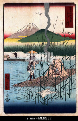 36 Blick auf Mount Fuji - 18. Die Sagami River. ca. 1858. 18 - Die Sagami Fluss Stockfoto