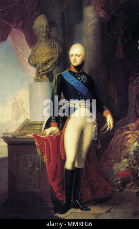 Portrait von Großfürst Alexander Pawlowitsch von Russland. 1800. Grand Duke Alexander Pawlowitsch von V. Borovikovsky (1800, Russisches Museum) Stockfoto