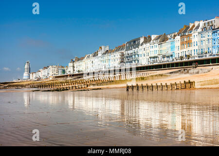 Hastings Strandpromenade. Stockfoto