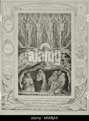 . 14 Drucken von William Blakes Illustrationen des Buches Ijob", da mich die Morgensterne miteinander lobten... '. 1826. William Blake (1757 - 1827) Alternative Namen W. Blake; Uil" iam Bleik Beschreibung britische Maler, Dichter, Schriftsteller, Theologe, Sammler und Graveur Geburtsdatum / Tod 28. November 1757 12. August 1827 Ort der Geburt / Todes Broadwick Street Charing Cross Standort London Authority control: Q 41513 VIAF:?:? ISNI 54144439 0000 0001 2096 135 X ULAN:?? n 500012489 LCCN: 78095331 NLA:? 35019221 WorldCat Blake Job 14. Stockfoto