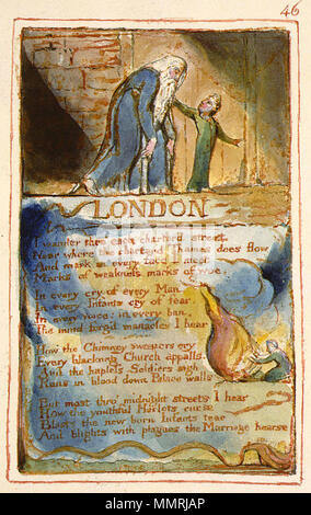 . Lieder der Unschuld und Erfahrung, kopieren AA, Objekt 46 (Bentley 46, Erdman 46 Keynes, 46) "London". 1794. William Blake (1757 - 1827) Alternative Namen W. Blake; Uil" iam Bleik Beschreibung britische Maler, Dichter, Schriftsteller, Theologe, Sammler und Graveur Geburtsdatum / Tod 28. November 1757 12. August 1827 Ort der Geburt / Todes Broadwick Street Charing Cross Standort London Authority control: Q 41513 VIAF:?:? ISNI 54144439 0000 0001 2096 135 X ULAN:?? n 500012489 LCCN: 78095331 NLA:? 35019221 WorldCat Blake London Stockfoto