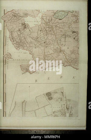 . Bampton Hundert mit Teil von Berkshire und abgetrennten Oxfordshire in Berkshire. Den nördlichen Teil der Stadt Karte mit St. Giles forking in Banbury und Woodstock Straßen; Radcliffe Infirmary eine Karte der Grafschaft Oxford. 1797. Davis, Richard von Lewknor, 1750-1814 [Kartograph] Bodleian Bibliotheken, eine Karte der Grafschaft Oxford 26. Stockfoto