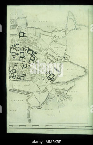 . Nahaufnahme der Übersichtskarte mit der Hohen Straße, Holywell und St Clement's, Richard Davis, eine Karte der Grafschaft Oxford. Maßstab C.1: 9.500 [einen Plan der Stadt Oxford - östliche Hälfte]. 1797. Bodleian Bibliotheken, einen Plan der Stadt Oxford östliche Hälfte Stockfoto