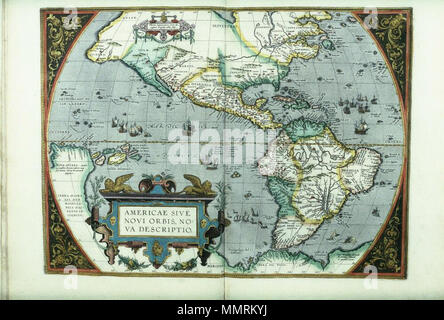 . Aus vielen Spanischen, Portugiesischen, Englischen und Französischen Quellen, in Ortelius, Abraham: Theatrum Orbis Terrarum, englische Ausgabe wie das Theater der Welt, London 1606 Americae sive Novi Orbis, Nova descriptio, 1587. 1606. Bodleian Bibliotheken, Americae sive Novi Orbis, Nova descriptio, 1587 Stockfoto