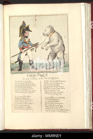 . Satire auf die Napoleonischen Kriege. (Britische politische Karikatur) Verrückt Paul!!. Vom 5. Februar 1801. Bodleian Bibliotheken, verrückt Paul Stockfoto